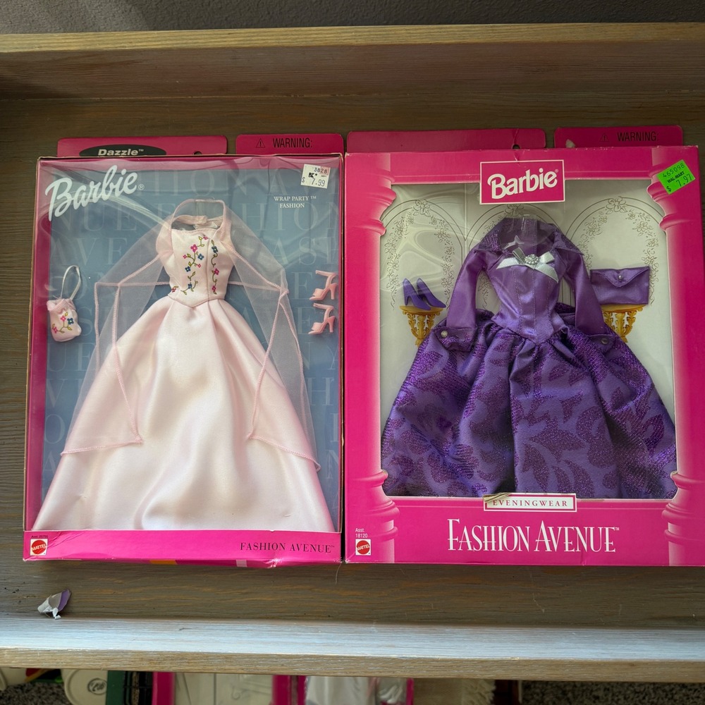 Vintage Barbie Fashion Avenue Outfits Wrap Party‎ Pink & Purple Eveningwear NIB